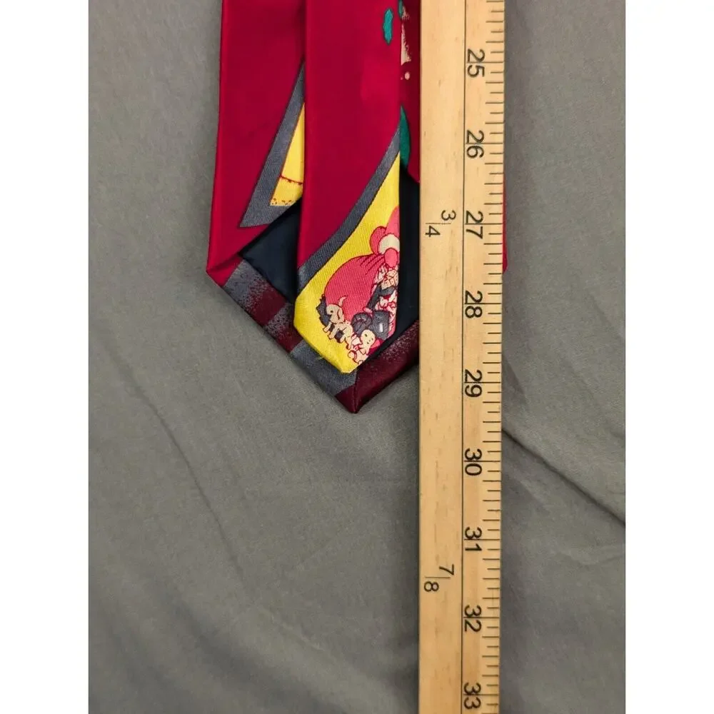Vintage Neck-Tie Christmas Hand Made Santa Clause Red Classic Holiday Rudia